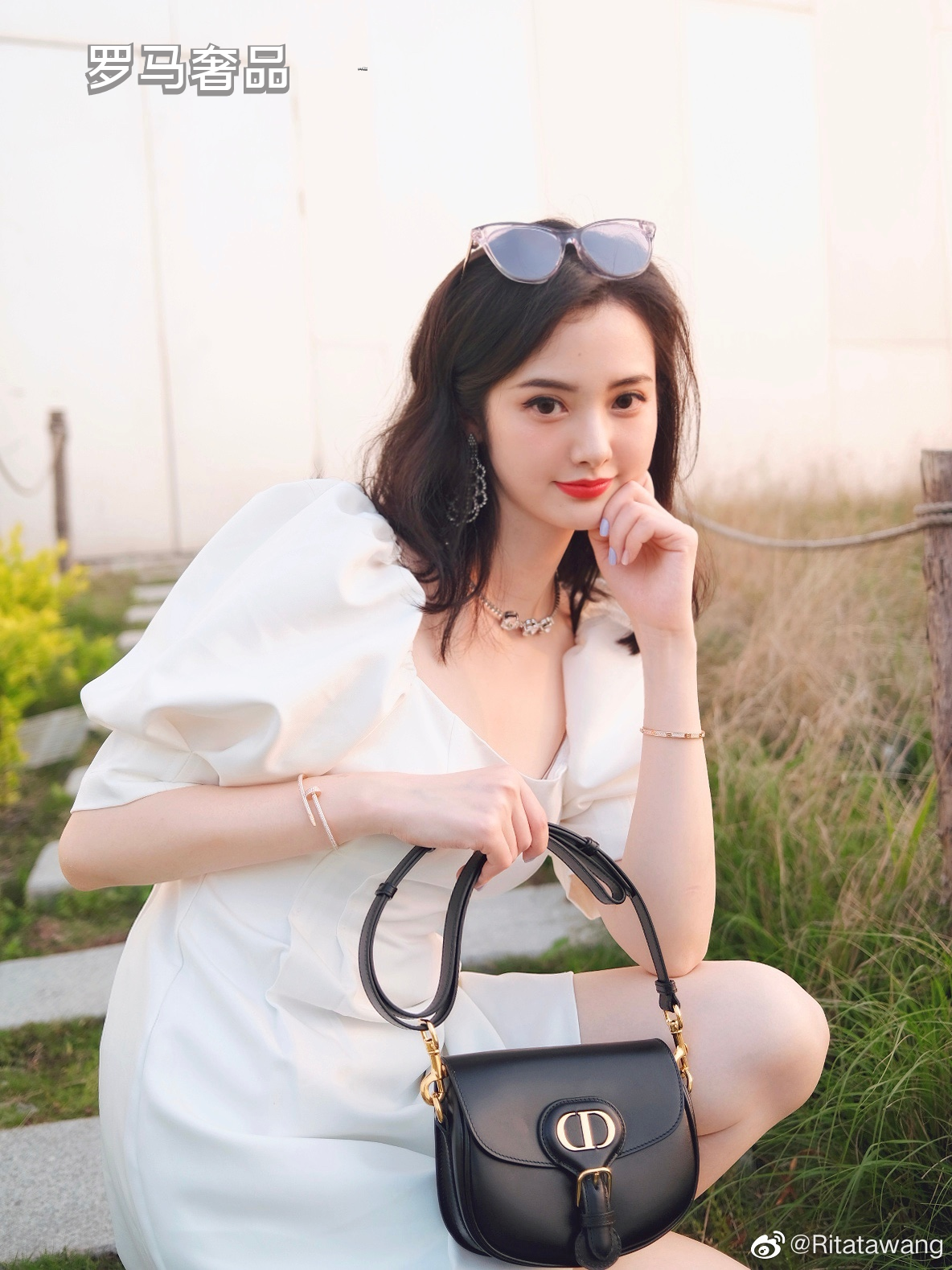 Dior Bobby Bag in Black Box Calfskin with Gold-Finish Metal Hardware